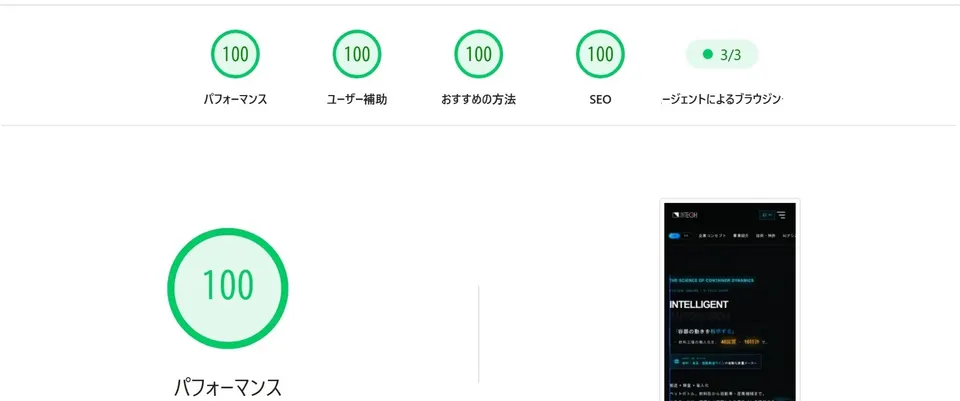 PageSpeed Insights mobile result for the N-TECH site: Performance, Accessibility, Best Practices and SEO all 100